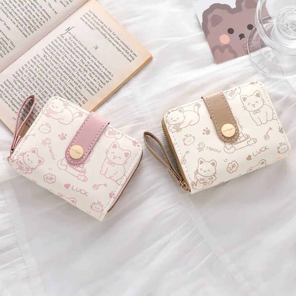 Cute Coin Purse Wen Fi Short Wallet PU Leather Large Capacity Wallet Lightweight ID Card Holder Travel Coin Bag Y250707