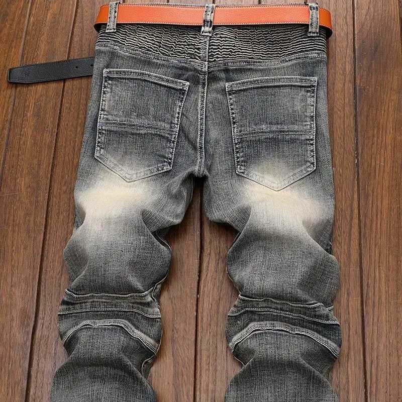 Luxury Mens Classic Jeans Straight Pants Autumn and Winter Retro Ripped Hole Denim Trousers Motorcycle Work Pants for MenXJ250707