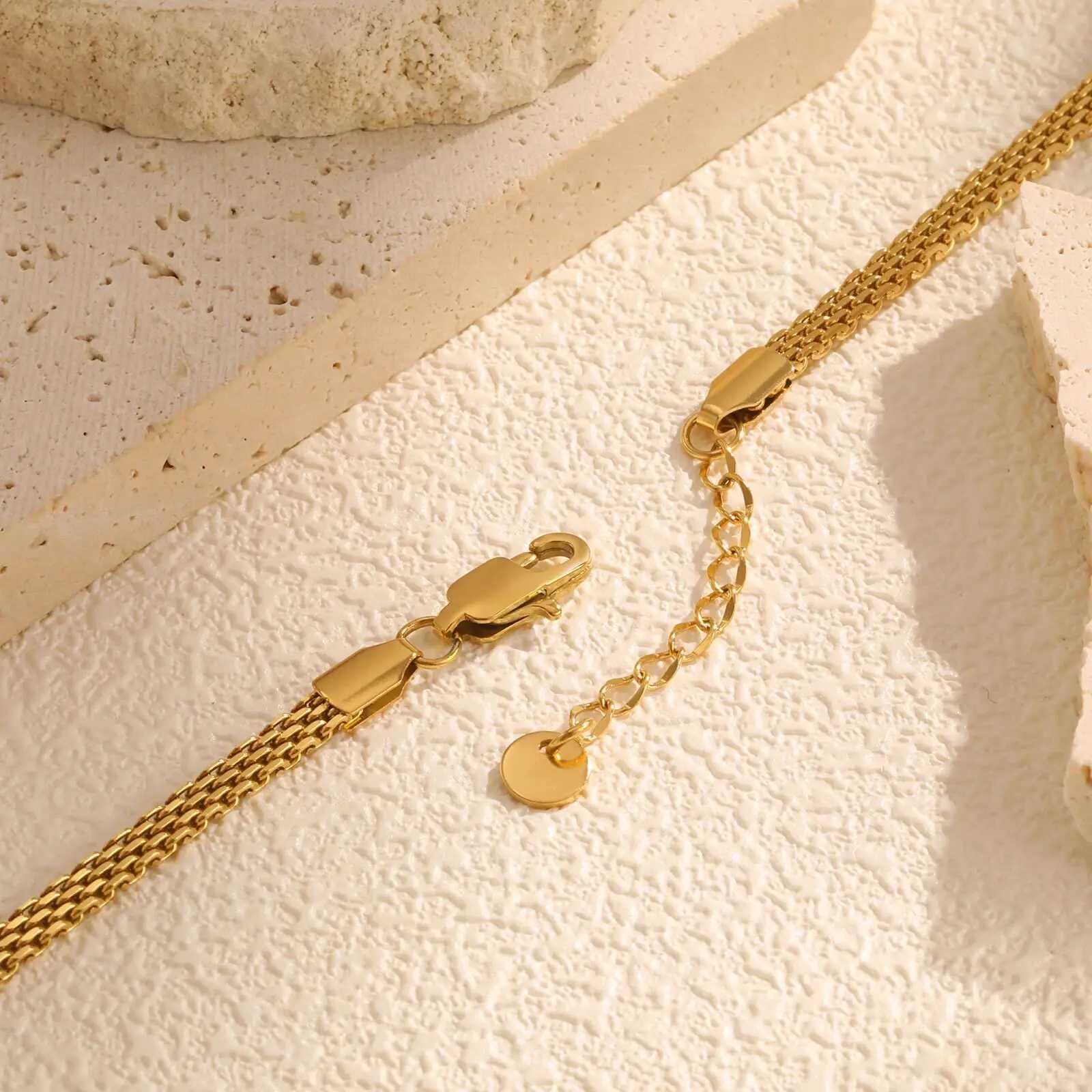 50pcs Vnox Strap Bracelet For Women Gold Plated Stainless Steel 3mm/4mm/8mm Link Chain Bracelets Trendy Jewelry Gift to Mom Free Cards XJ250707