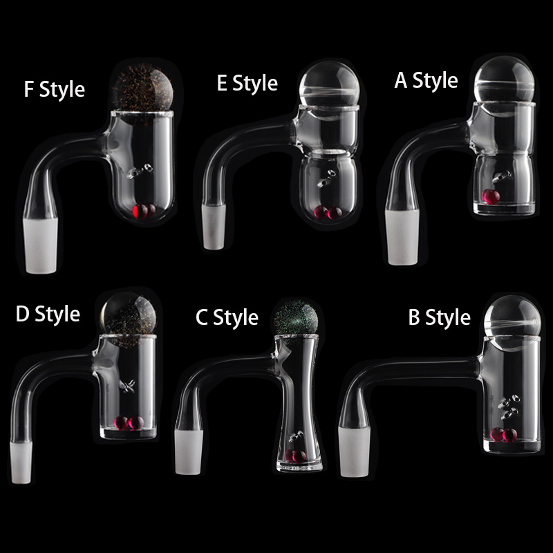 Full Weld Beveled Edge Quartz Banger With Spinning Holes Glass Cap Marble Pearls Balls 10mm 14mm 18mm Nails