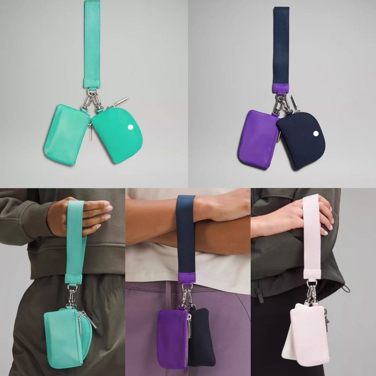 TOP 10 Colours Black cold Yohain Bag Dual Pouch Mini Zip Around Wristlet Portable Keychain Wallet Coin Purse Pocket bag coin purse butler key bag mini
