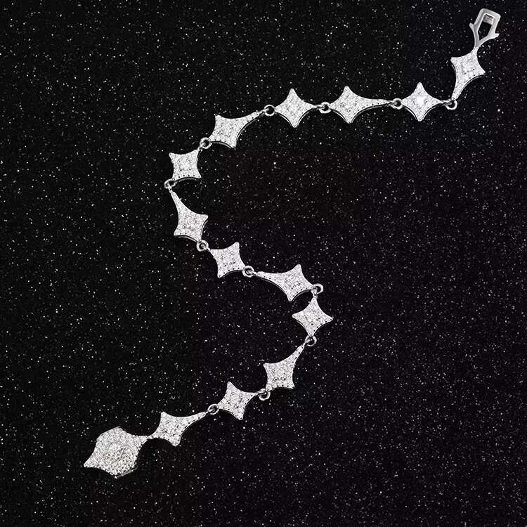 Fashion Bling Star Bracelet 925 Sterling Silver Ice Out Moissanite Diamond Star Bracelet for Women