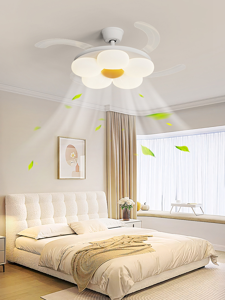 Modern Ceiling Fan with LED Light for Home Decor Flower Invisible leafless