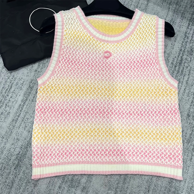 Pink Knitted Women Dress Luxury Designer Sleeveless Midi Dress Street Style Vacation Birthday Party Dresses