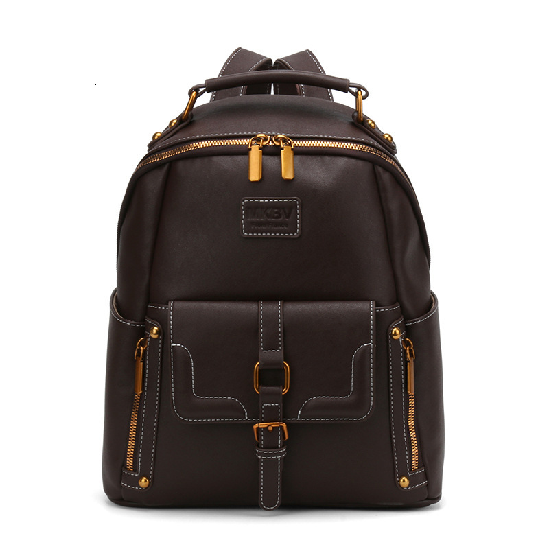 Free shipping designer New Korean and Japanese Style Casual Backpack for Women Large Capacity Soft Leather Commuter Backpack Fashionable Retro Student