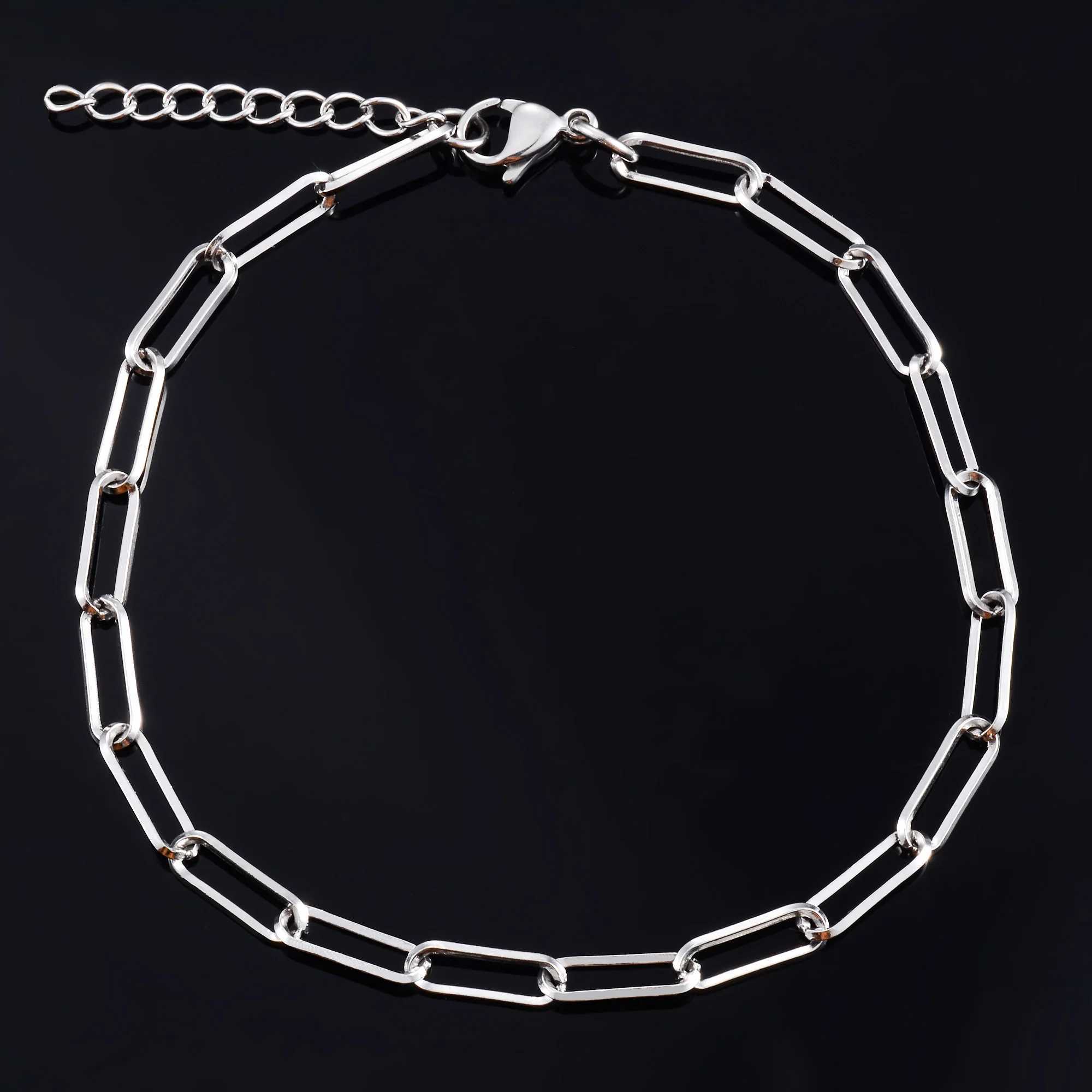 Women Bracelet Stainless Steel Paperclip Link Chain for Hand Foot Ladies Bangle Jewelry Making Accessories DIY Girl Ankle Bracelet XJ250707
