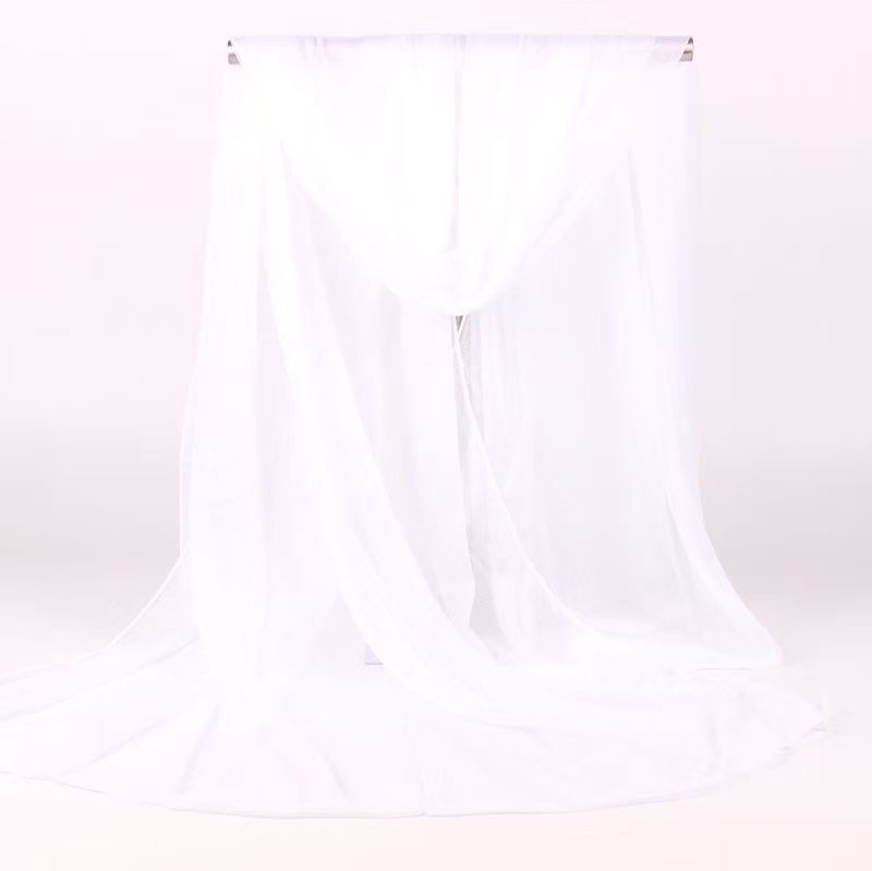 K1270 Scarf women's versatile long chiffon shawl summer sun protection beach towel solid color silk scarf