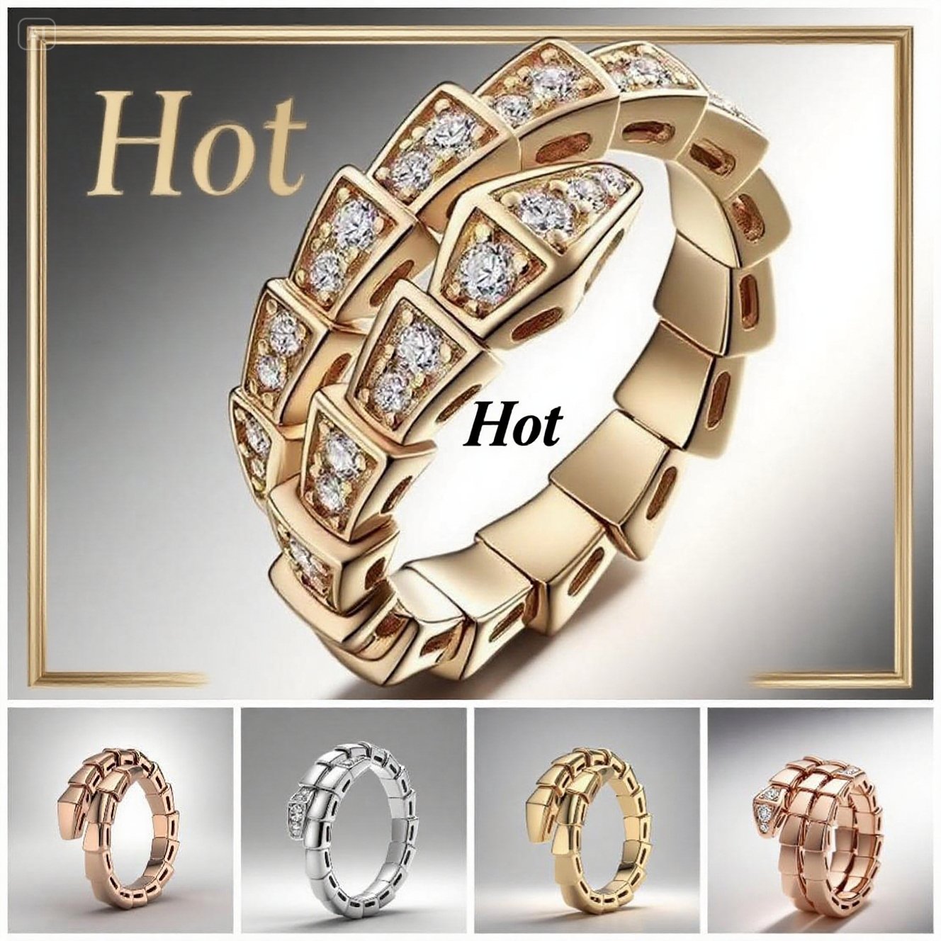 designer earrings for woman silver jewelry luxury ring Classic snake rings free adjustment size 6-9 ring designer ring for woman gold silver and gold ring gift for lady