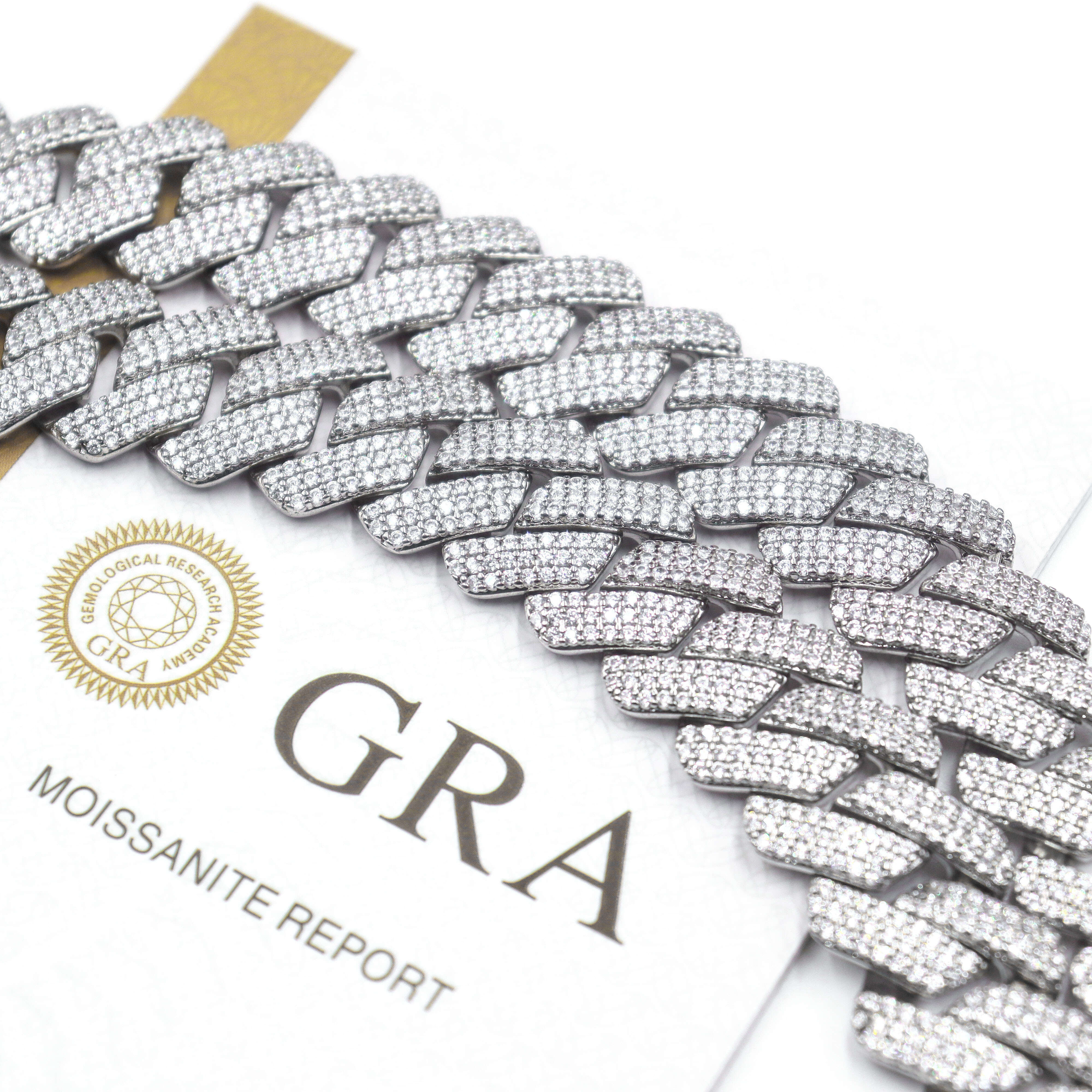 14K Gold Plated Moissanite Miami Cuban Link Chain Hip Hop Fine Jewelry 925 Sterling Silver 19mm Necklace Men Bracelet