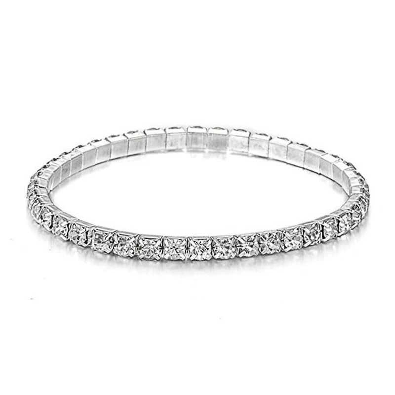 New Fashion Crystal Womens Bracelet Bangle Chains Crystal Gold Color Elastic Bracelets Hand Jewelry Wedding Accessories XJ250707