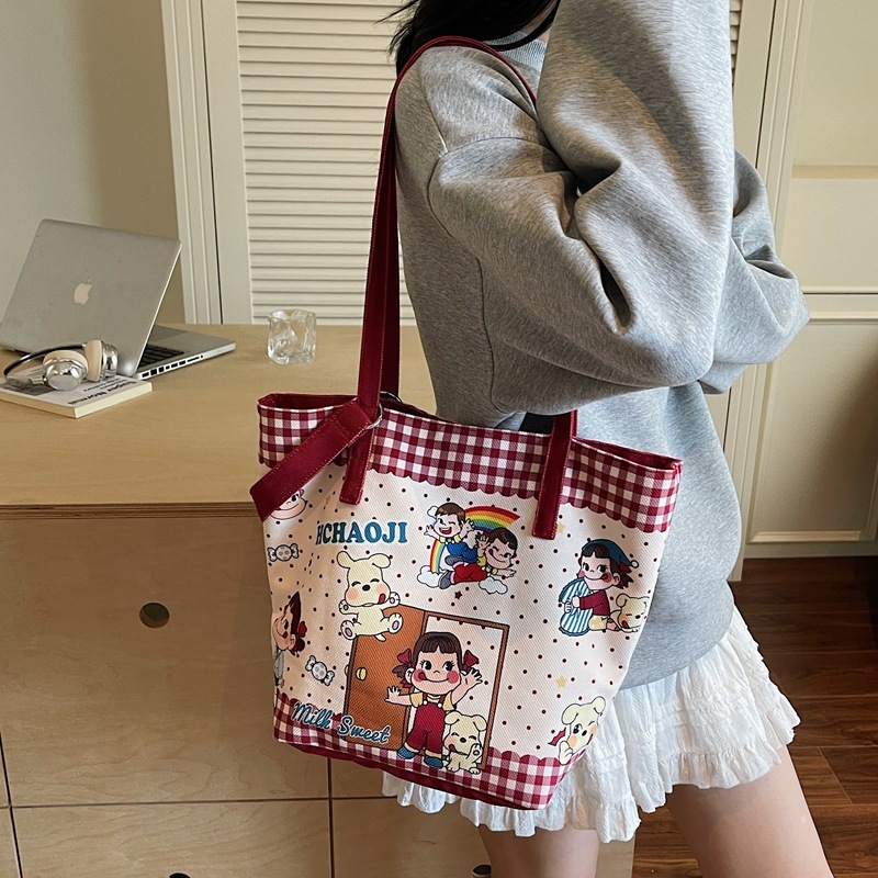 Free shipping designer Japanese Style Cute Canvas Bag for Women Summer New Cartoon Casual Shoulder Bag Large Capacity Class Bag Crossbody Mommy Bag
