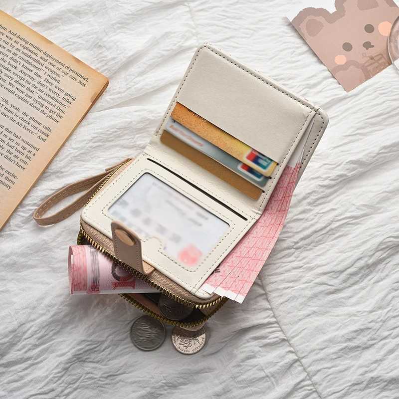 Cute Printed Coin Purse Wen Girl Fi Short Wallet PU Leather Wallet Lightweight ID Card Holder Travel Coin Bag Y250707