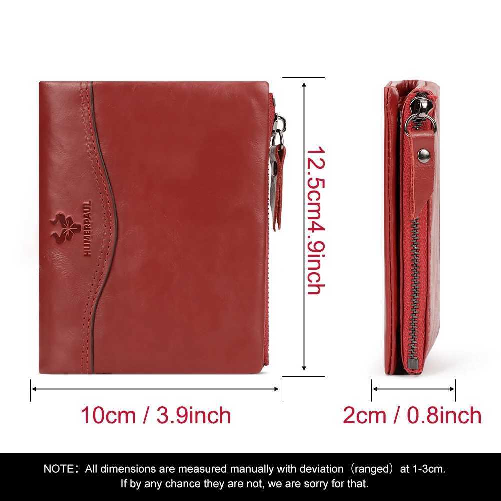 100% Genuine Leather Small Wallet for Wen Bifold Cpact RFID Wallets with Zippet Pocket Short Ladies Mey Clip Y250707