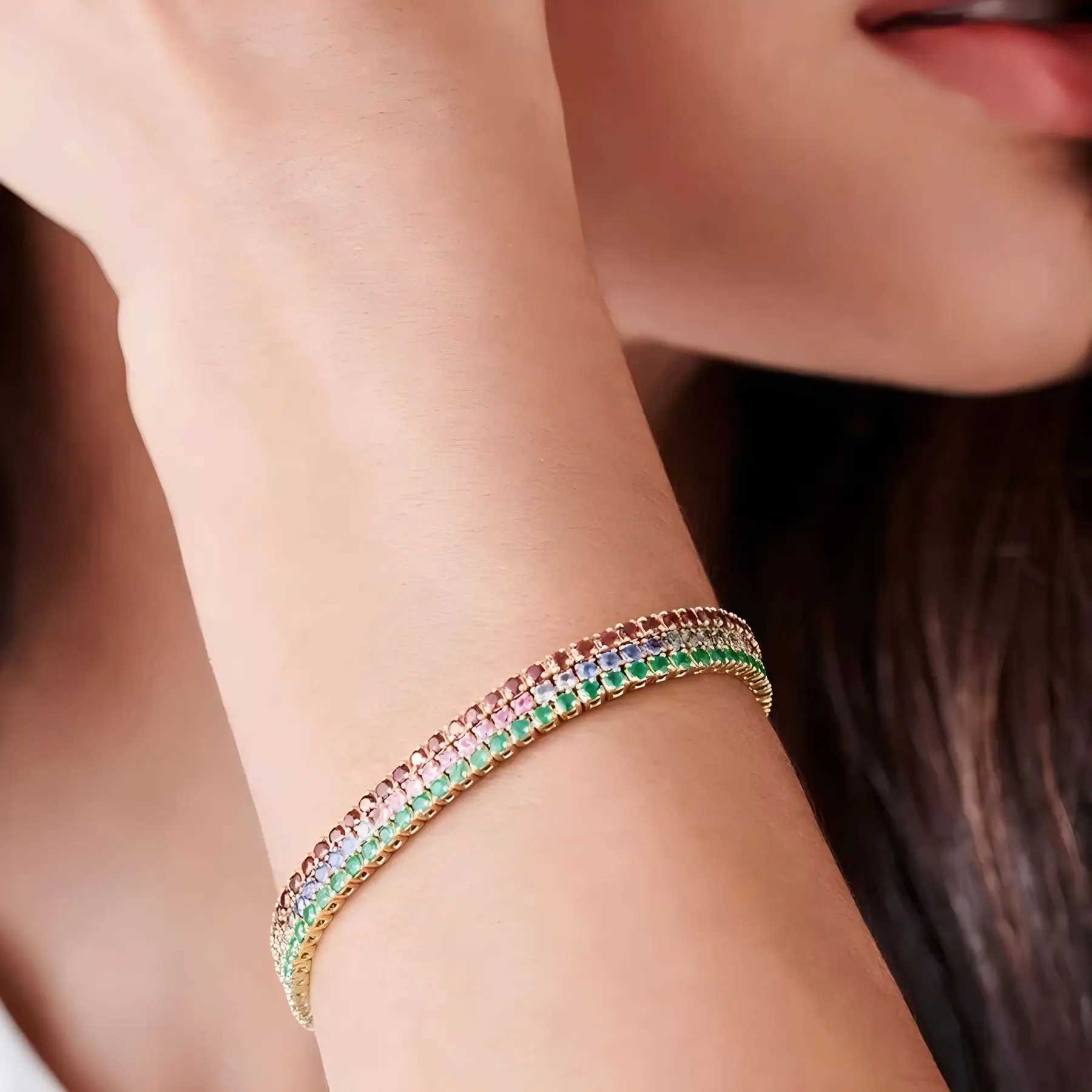 11PCS Fashion Shining Bracelet Stack Exquisite Rhinestone Elasticity Bracelet XJ250707