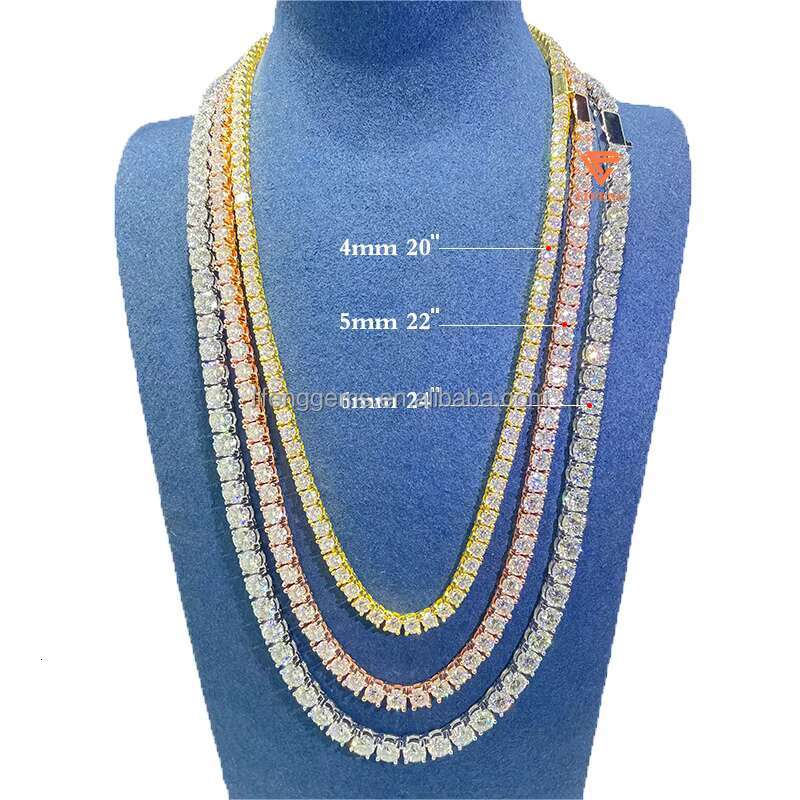 Lifeng Jewelry 3mm 4mm Luxury Hip Hop Tennis Diamond Chain Vvs Diamond Chain Iced Out Hip Hop Luxury Moissanite Tennis Chain