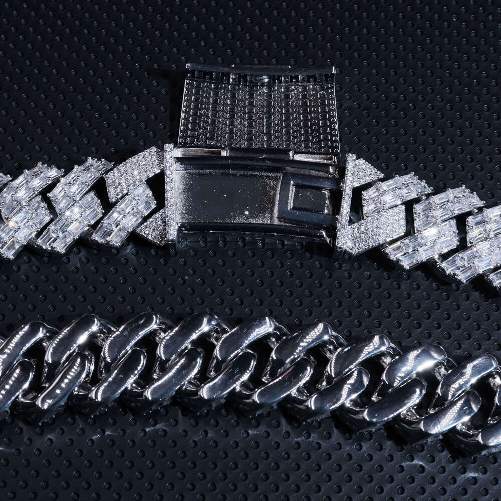 20mm Custom S925 Hip Hop Jewelry Iced Out Necklace Cuban Chain Iced Out Moissanite Diamond Bracelet Link Chain