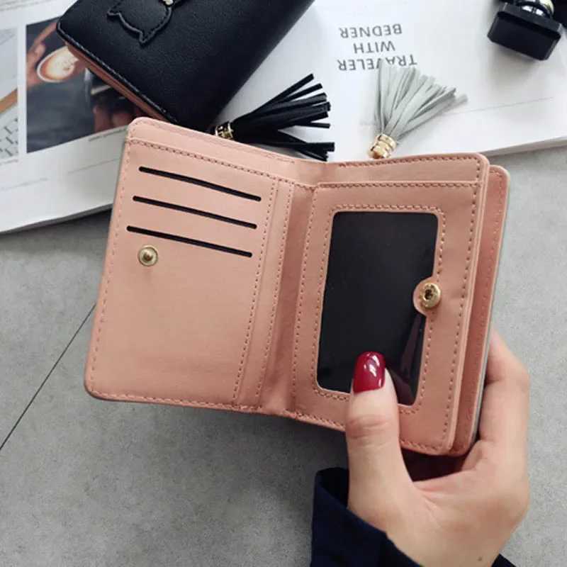 Fiable Wen Decorati Tassel Short Folding Wallet New Buckle Casual Mtifunctial Card Bags Cute Printed Coin Purse Y250707