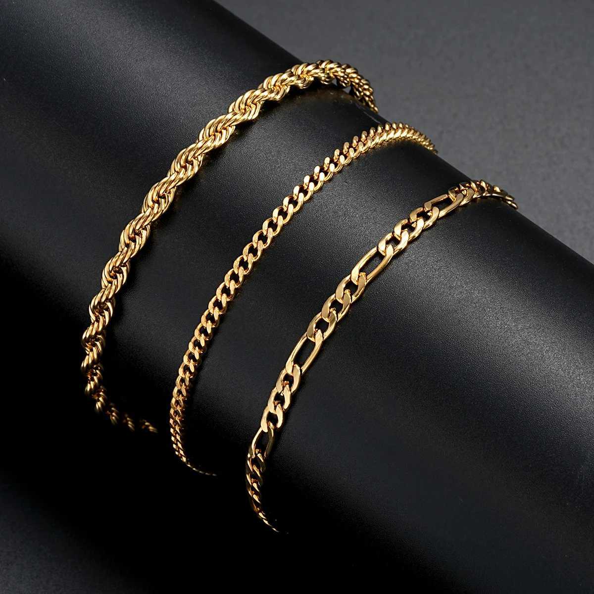 3pcs/set Stainless Steel Punk Cuban Chain Bracelet for Men Minimalist Silver Color Hip Hop Bracelet Party Fashion Jewelry Gifts XJ250707
