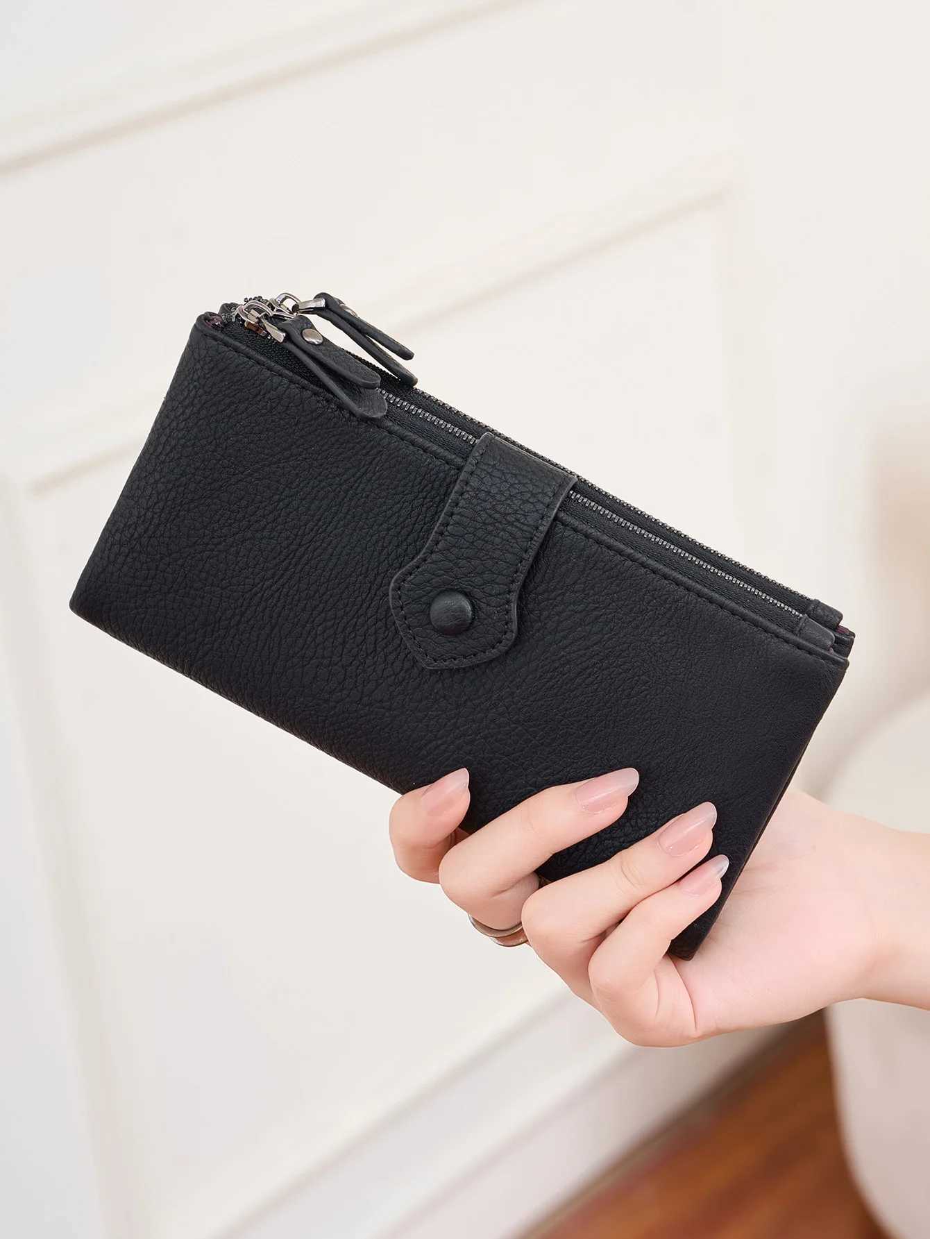Lihi pattern mens and wens wallets double zipper lg wallet fiable large capacity holder coin purse Y250707