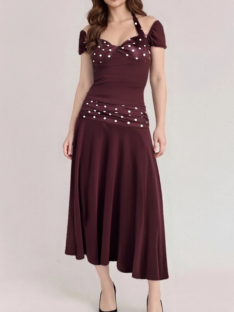 Womens Tees Skirt Summer Black Sexy 2 Piece Streetwear Fashion Polka Dot Print Casual Slim Elegant Lady Club Party Clothing w250704