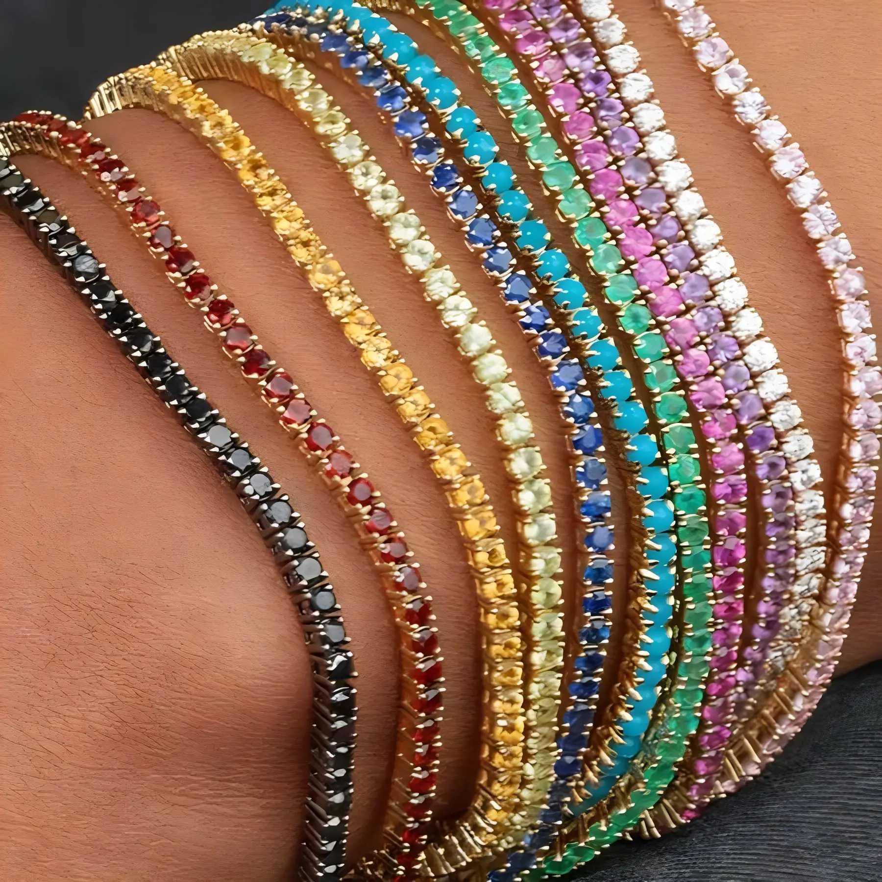 11PCS Fashion Shining Bracelet Stack Exquisite Rhinestone Elasticity Bracelet XJ250707