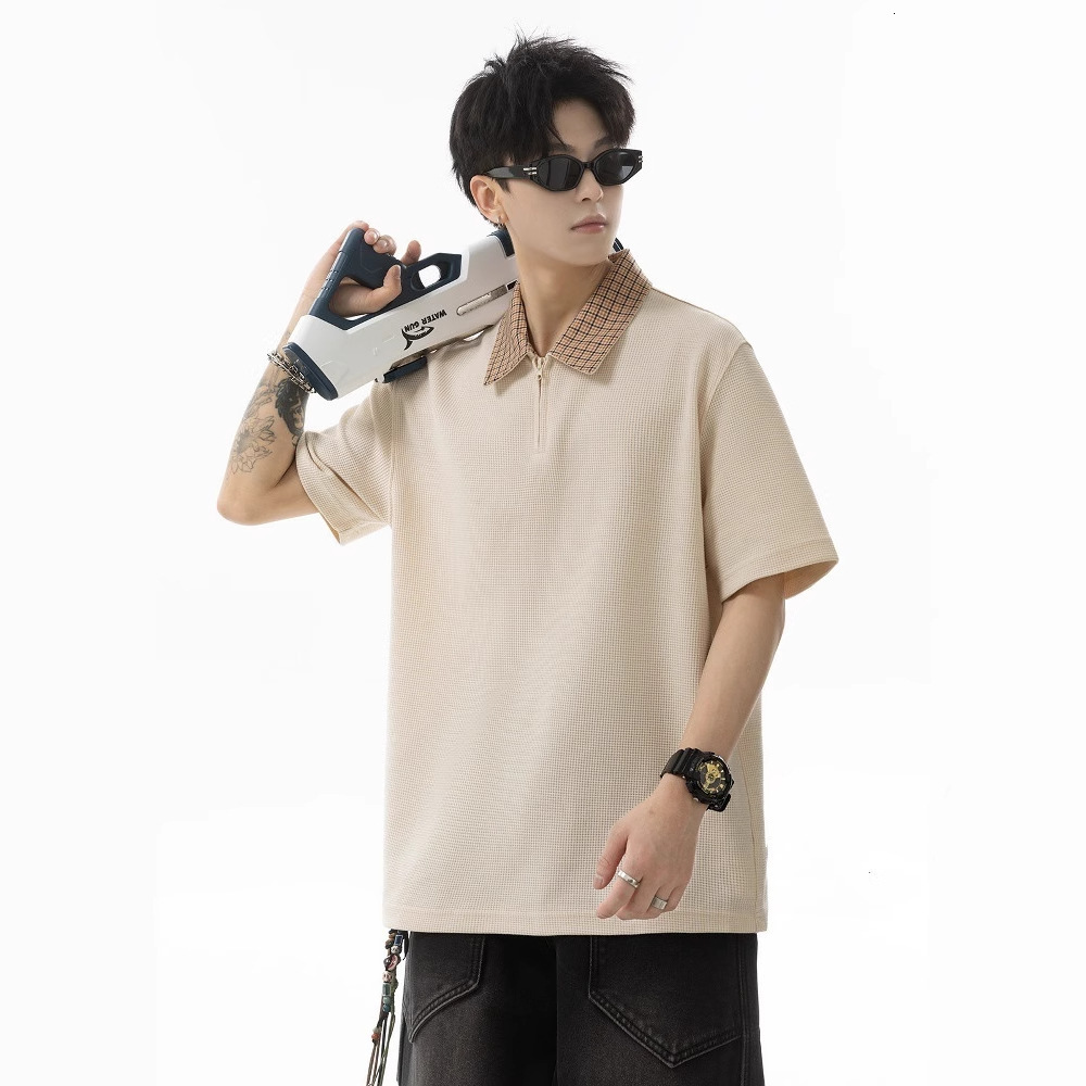 Fake Two-piece Polo Collar Short Sleeve T-shirt For Men Summer 2025 Designer Short Sleeves New Loose Casual Color-block Five-quarter Sleeve Tee