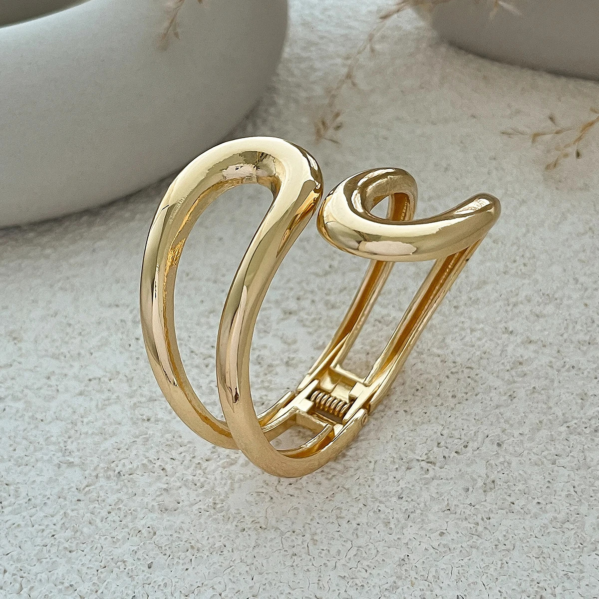 IngeSight.Z Irregular Geometric Smooth Heavy Metal Curved Shaped Bangles for Women Trend Punk Party Bracelet Grunge Jewelry Gift 250701
