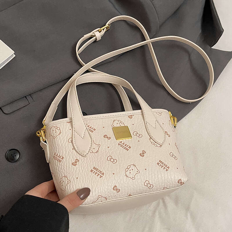 Lanjia Dhgargets High Quality Fashion Printed Lychee Texture Handbag Bucket Korean Style Casual Commuter Versatile Crossbody Women S Bag C
