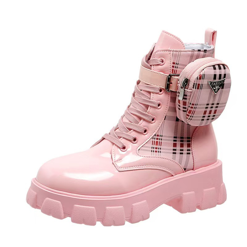 Female designer boots ankle Martin boots and nylon boots combat boots nylon cloth attached to ankle strap thick soled boots British Style boots