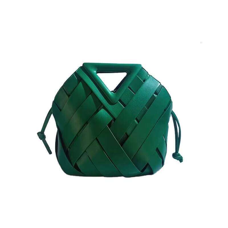 DHgargets Manufacturer Newest Handmade Lady Fashion Triangle Handle Colorful Woven PU Leather Braided Women's Shoulder Bags