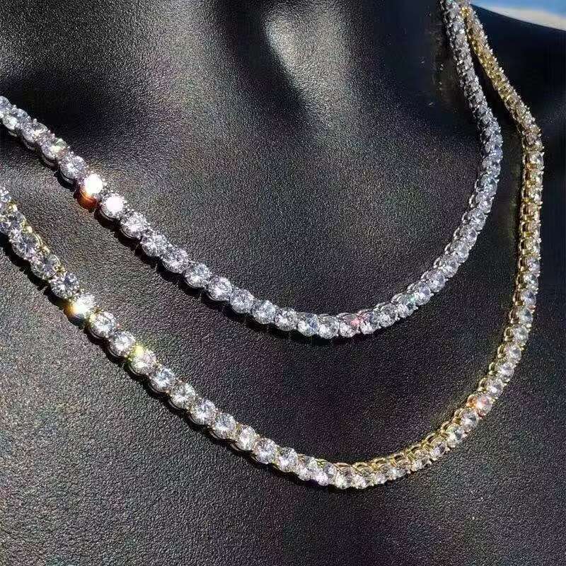 Hot-Selling Mens Punk Necklace Single-Row Moissanite vvs1 Diamondlac Fashionable Link Chain Hip-Hop Style Accessory
