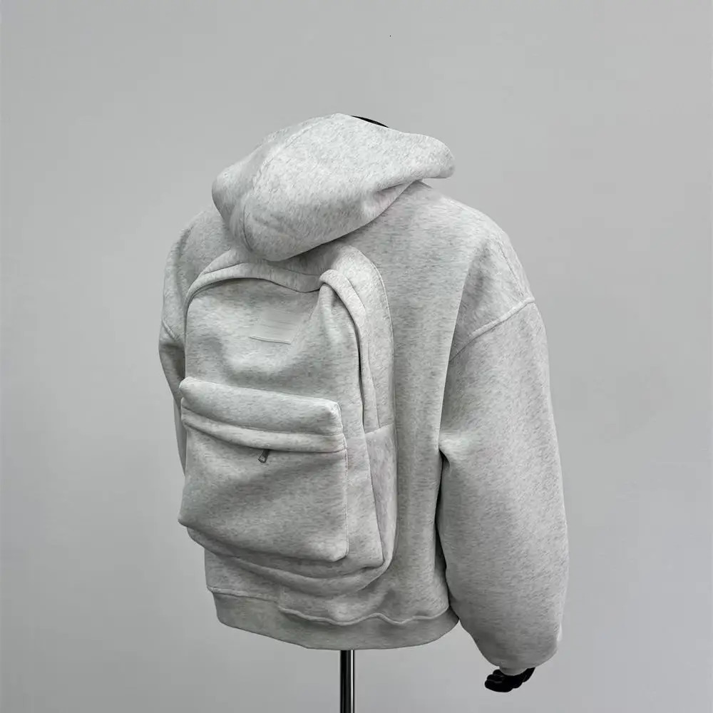 2025 Spring Autumn Mens Hoodie Solid Back Small Bag n Sweatshirt Men Women Trendy Jacket Hooded For Male Coats 250707