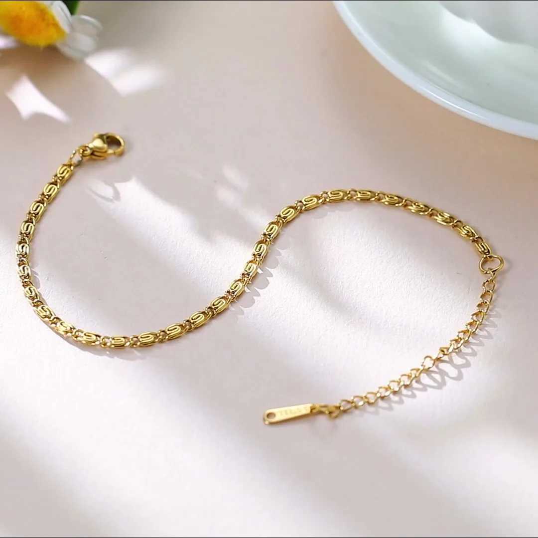Skyrim Fashion Paper Clip Chain Bracelet Stainless Steel Gold Color Adjustable Bracelets for Women Daily Wear Minimalist Jewelry XJ250707