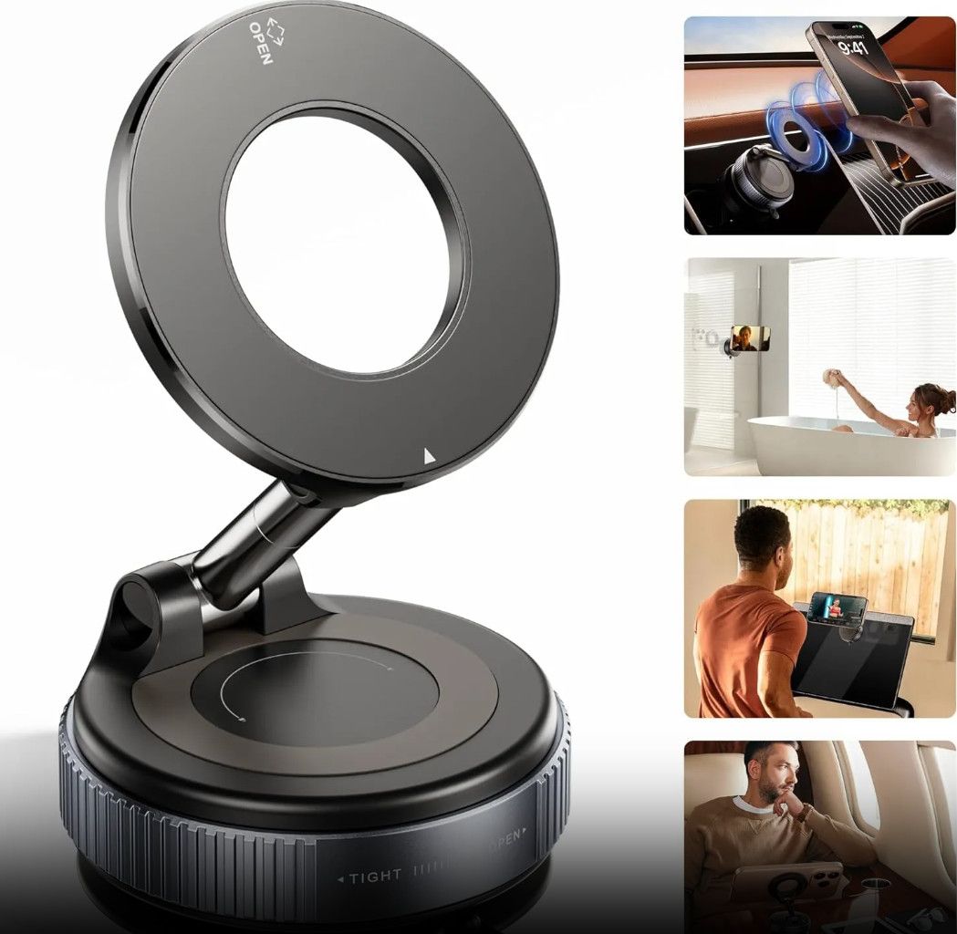 Strong Magnetic Car Phone Holder for MagSafe Ultra Vacuum Suction Cup Phone Mount 360° Cell Phone Holders Your Car Accessories for iPhone Phone Cellphone