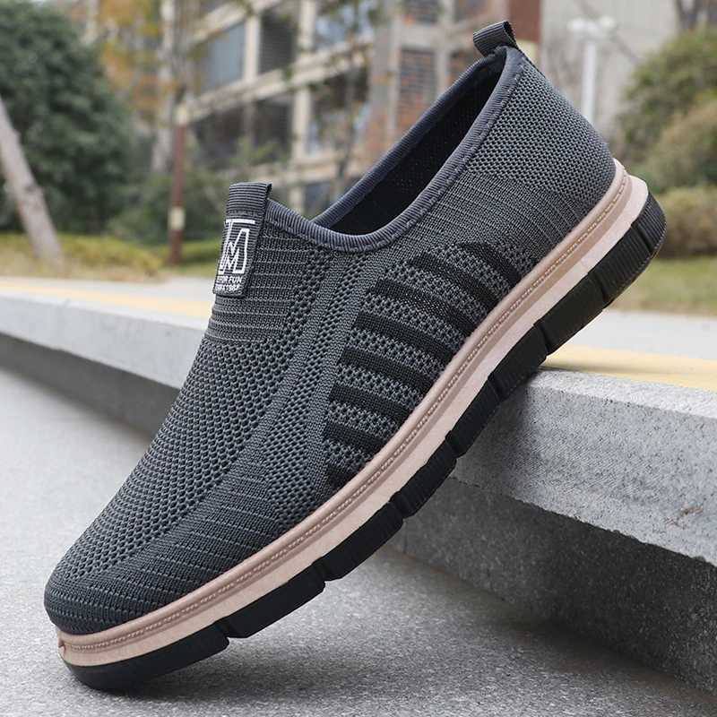 Mens Fionable Solid Knitted Running Shoes - Lightweight Breathable and Non-Slip - Perfect Sports Shoes for Outdoor Adventure Y250707