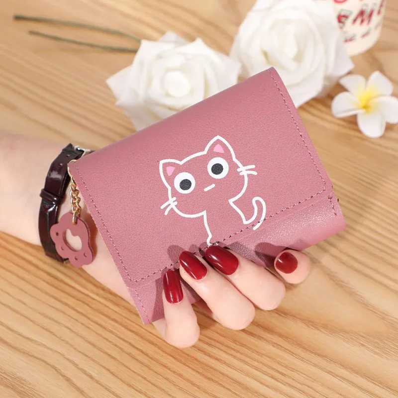 Mens Cute Wallet Fem Small Short PU Leather Purse Ladies Card Holder Mey Bag Hasp Keychain Fi Wallet Girls Gift Y250707