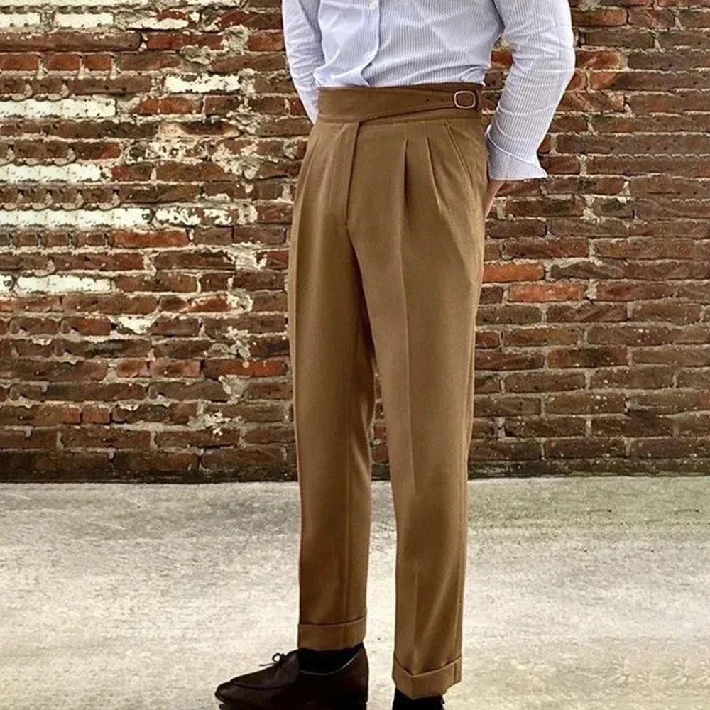 Mens Naples Commuting Pants Paris Buckle Business Casual Pants Fashion All-Match Trend Straight Trousers Male MenS Wear 250707