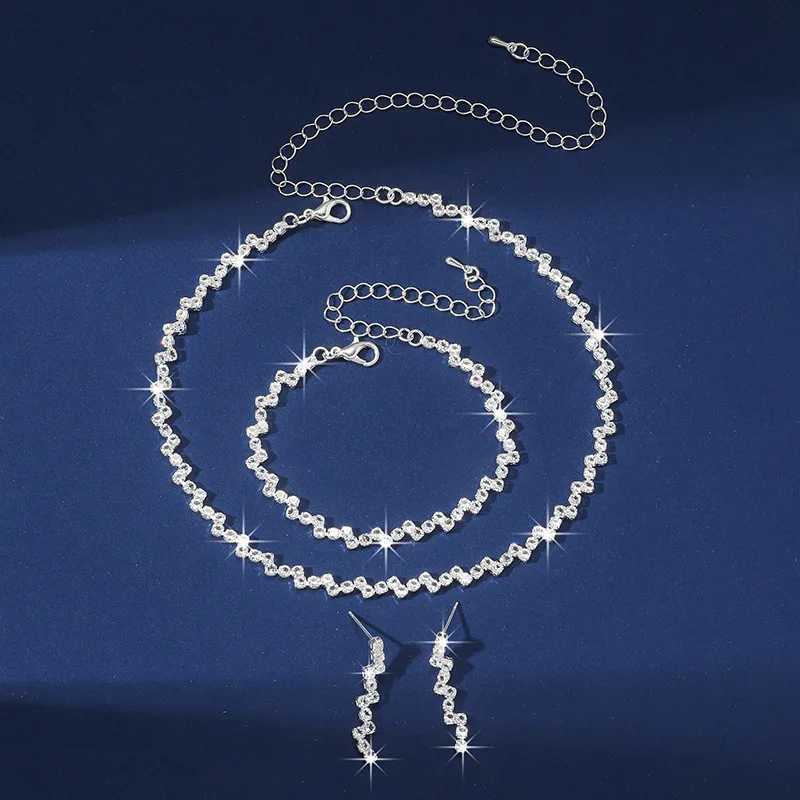 4PC Womens Fashion Copper Claw Chain Minimalist Necklace Earrings Bracelet Jewelry Set for Wedding Banquet Party Holiday Gift XJ250707
