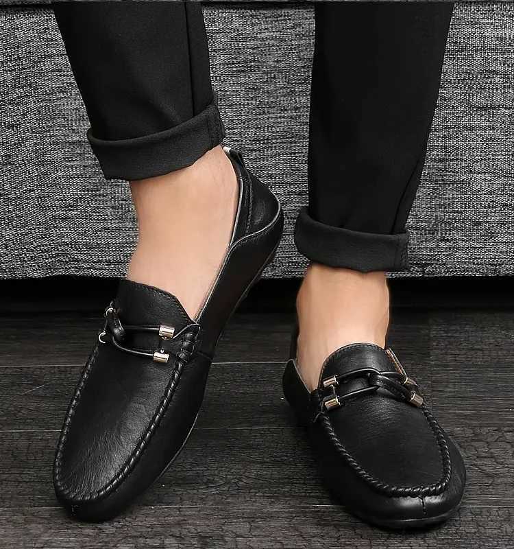 Genuine Leather Men Casual Shoes Luxury Brand 2024 Mens Loafers Breathable Slip on Black Driving Shoes Plus Size 47 Y250707