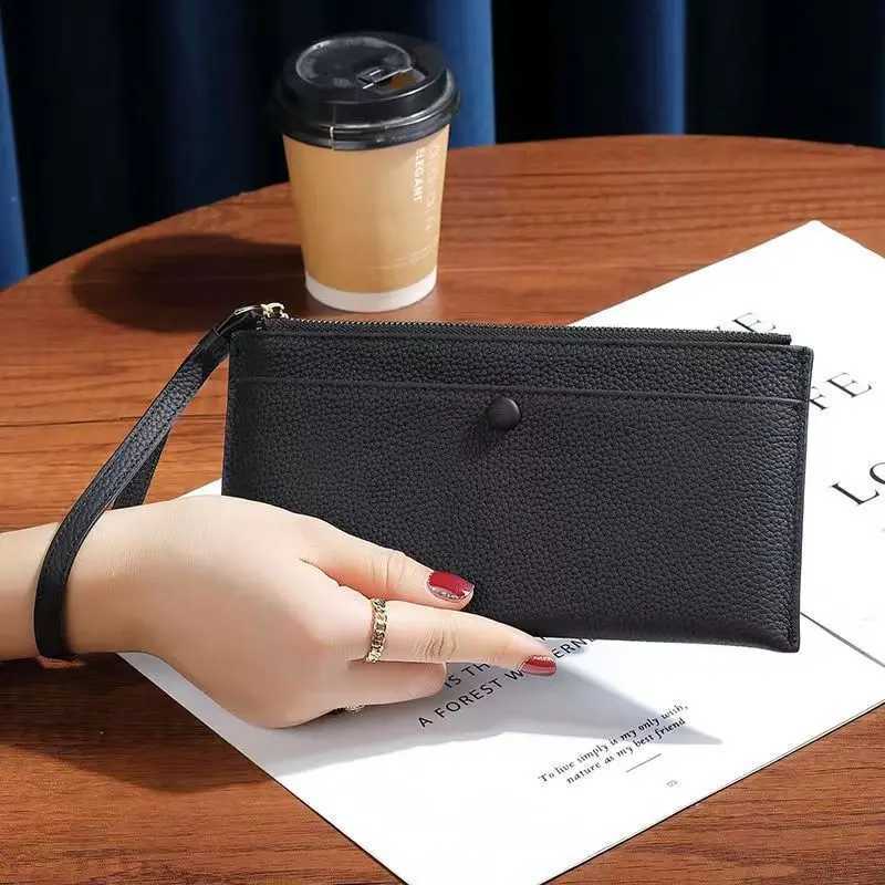 Genuine Leather Wen LG Wallet Fem Wallets Ladies Cluh Cow Leather Coin Purse Holder Wrist Phe Purse Y250707