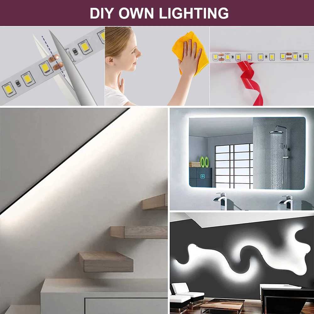 12V 24V 5m 10m 20m 50m 100m LED Strip Light 2835 120 LEDs Flexible Tape Bright 8mm PCB 13 Colors Home Decoration Not Waterproof W250701