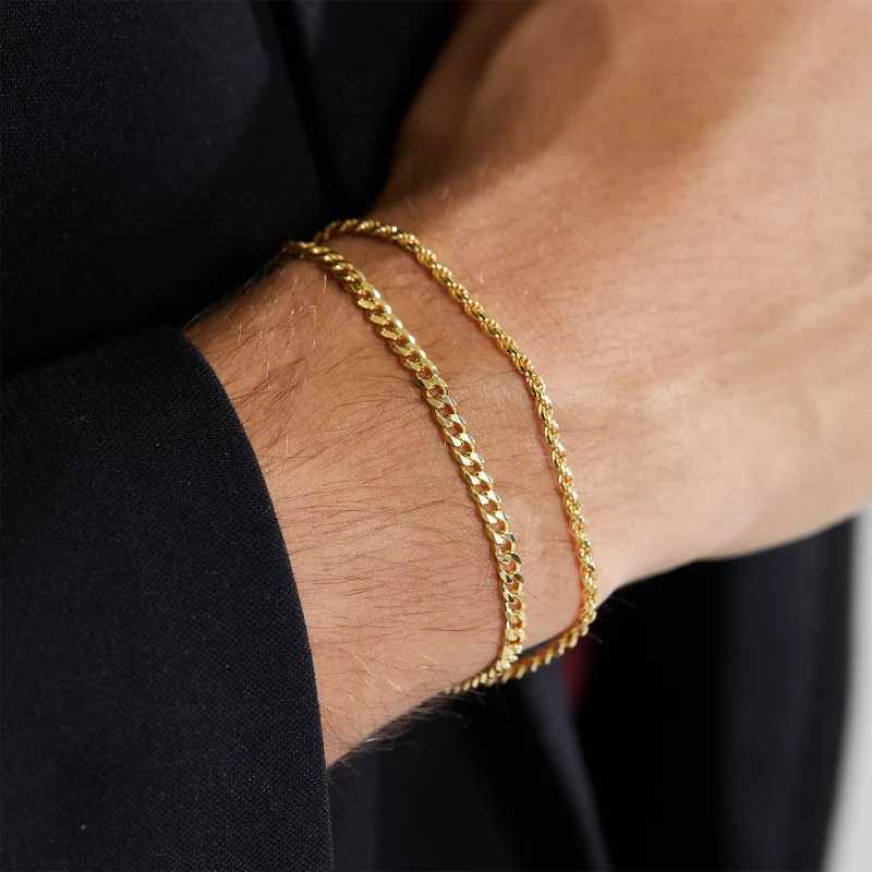 Stainless Steel Chain Bracelets Sets for Men Waterproof Twisted Cuban Link Chain Bracelet Jewelry Gifts for Dad Boyfriend Husband XJ250707