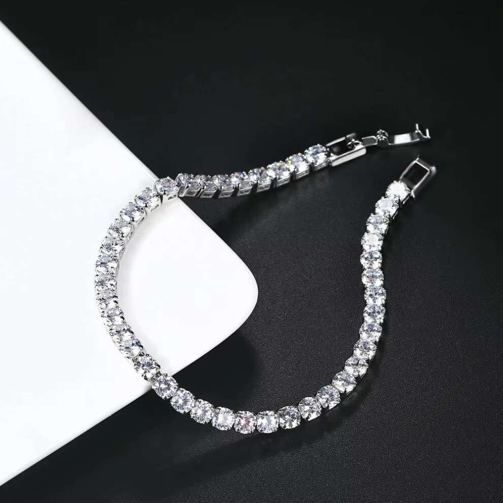 Qianjian Gold Plated Hip Hop Jewelry 925 Silver VVS Moissanite Diamond Tennis Bracelet for Women Men