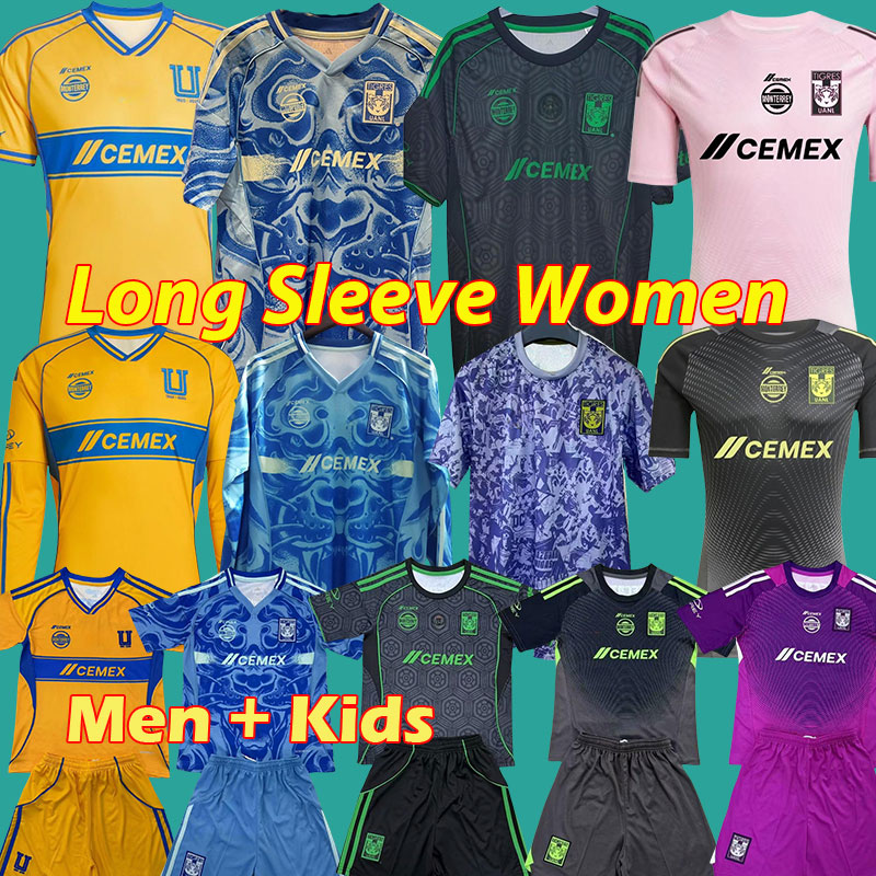 Tigres UANL 25 26 soccer jerseys Liga MX GIGNAC AQUINO CORDOVA LAINEZ UANL 2025 2026 Football Shirt PARRA NAHUEL MARCELO men women kids Special long sleeve sets