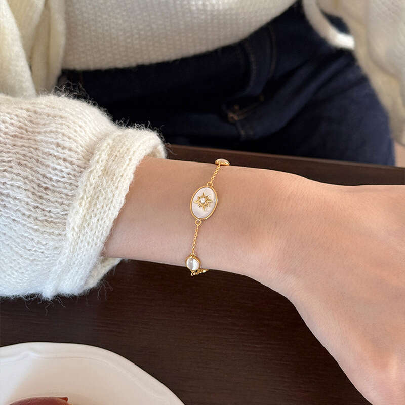 25 Luxury jewelry designer bracelet For Women necklace zircon star oval bracelet necklace set high-end retro collarbone chain fashionable and versatil