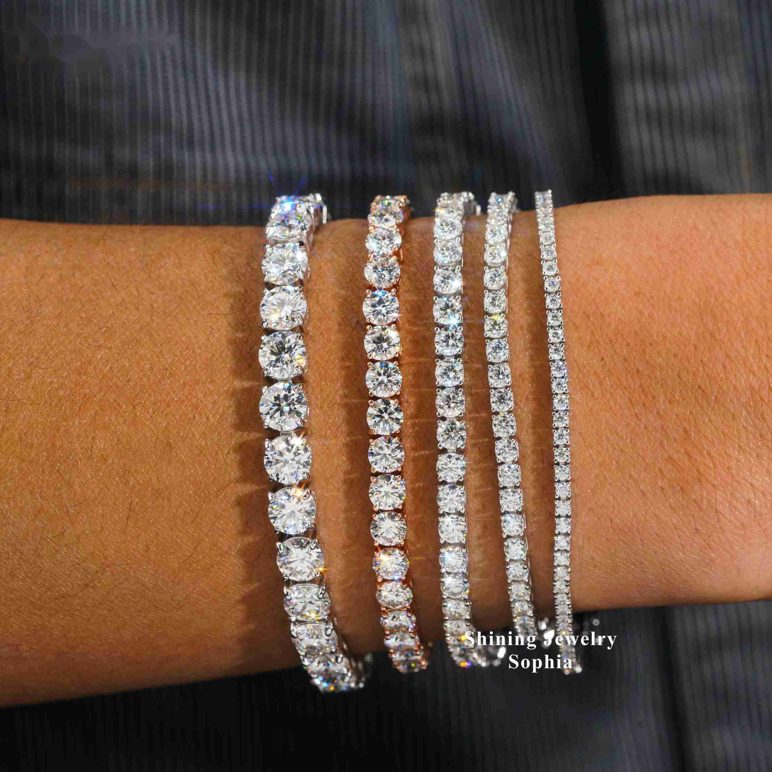 Fine Jewelry Moissanite Tennis Bracelet Hip Hop Diamond 925 Silver Moissanite Tennis Chain GRA Certified