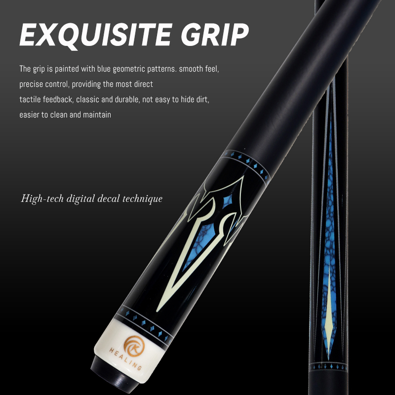 OKHEALING 1/2 Split Pool Cue Billiard Stick Carbon Fiber Billiard Cue 11.8mm Black Pigskin Tip Radial Pin or 8 Teeth Joint 1474mm/58inch Weight Adjust