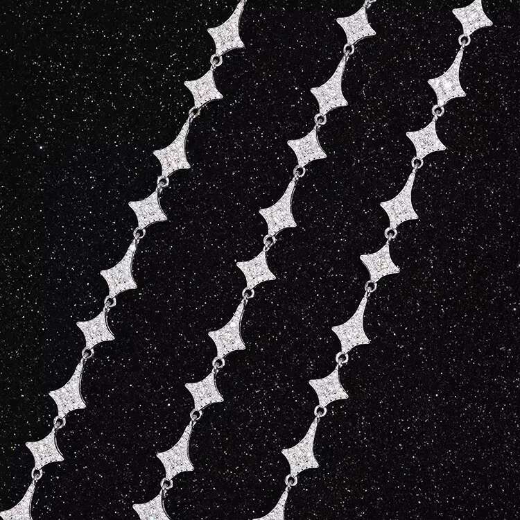 Fashion Bling Star Bracelet 925 Sterling Silver Ice Out Moissanite Diamond Star Bracelet for Women