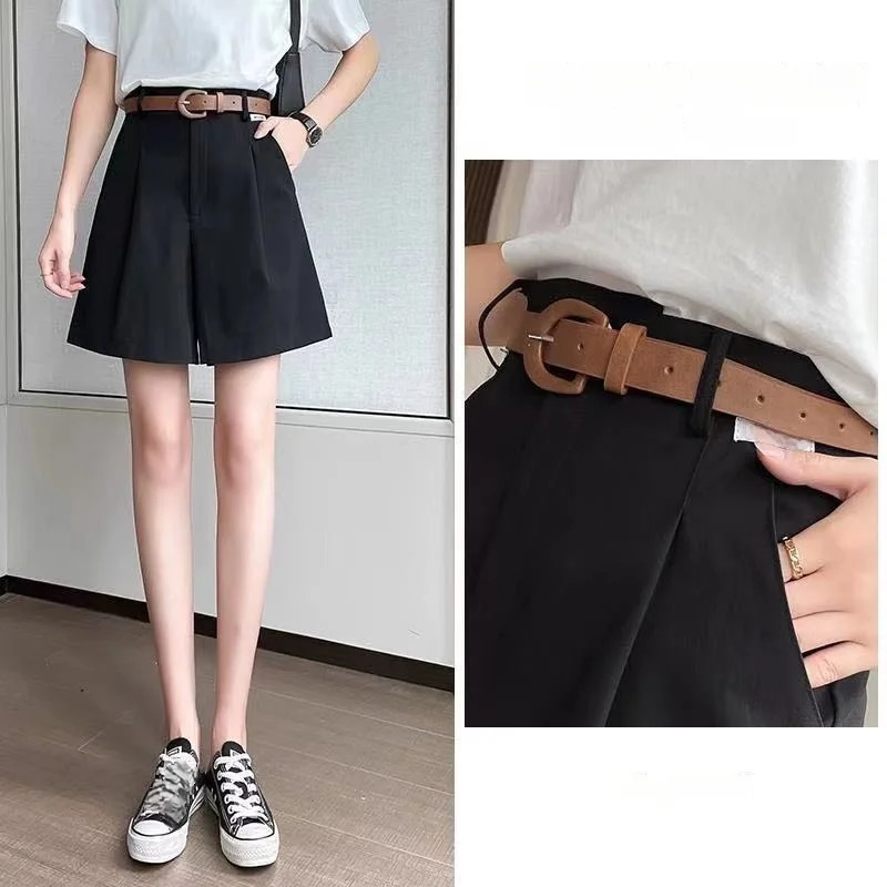 2025 Womens Summer Shorts Pants Casual Loose Wide Leg Solid Matching Females Short Trousers Elegant Office Lady 250704