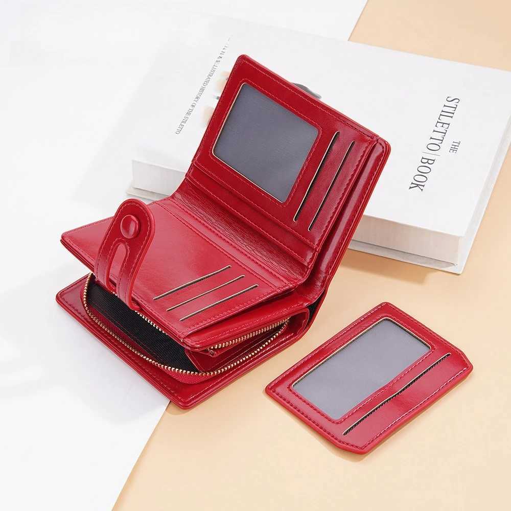 Fi Luxury Wen Foldable Wallet Card Bag Pu Leather Short Style Card Holder Travel Outdoor Mtifunctial Zipper Purse Y250707